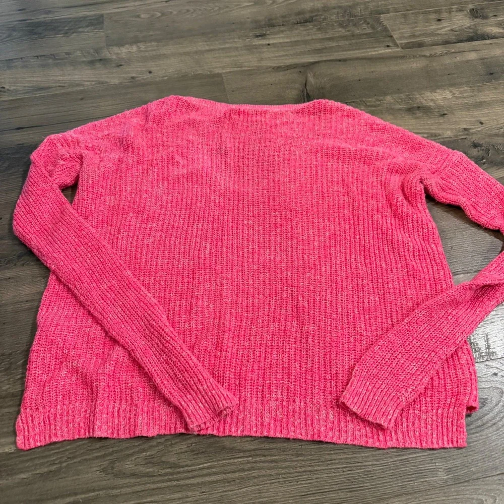 Hollister Hot Pink V-Neck Marled Knit Sweater Womens‎ Size M/L Pullover